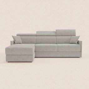 Miryam divano letto angolare compatto - poggiatesta reclinabili e penisola contenitore in tessuto smacchiabile T31