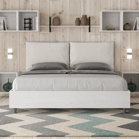 Letto con rete 160x190 cuscinatura similpelle bianco Egos Antea