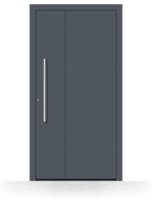 Portoncini in alluminio, grigio antracite RAL 7016, 700 x 1700 mm, isolamento termico, Schüco, modello Ravenna, configura individualmente