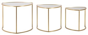 Tavolini rotondi in set di 3 con piano in vetro in oro ø 60 cm Triangle - Mauro Ferretti