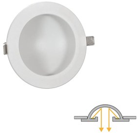 Faro LED da incasso Rotondo Luce INDIRETTA 12W Foro Ø130mm Colore Bianco Caldo 3.000K