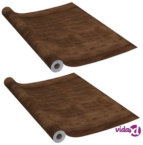 vidaXL Pellicole Autoadesive per Porte 2 pz Rovere Moro 210x90 cm PVC