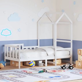 Dormeuse Con Tetto 90x190 Cm Bianco İn Legno Massello Di Pino /