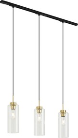 Sistema a binario moderno nero con 3 lampade a sospensione oro con vetro trasparente monofase - Iconic Laura