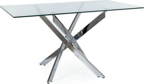 Tavolo rettangolare Agis II in vetro trasparente/argento - L140xl80xh75 cm