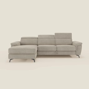 Estro Divano estraibile con chaise-longue e poggiatesta reclinabili in tessuto impermeabile T14 beige