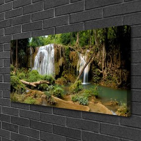 Quadro stampa su tela Cascata del fiume della foresta naturale 100x50 cm