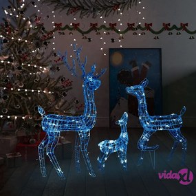 vidaXL Famiglia di Renne di Natale 300 LED Blu in Acrilico