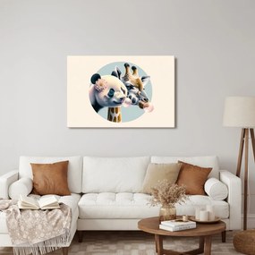 Quadro su tela – Panda e giraffa con bolla di gomma