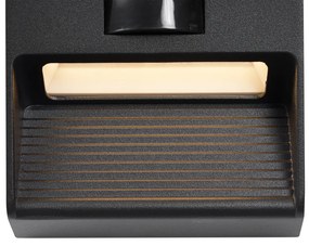 Lampada da parete nera con LED IP54 con sensore di movimento solare - Border
