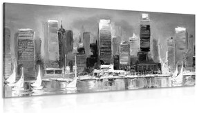 Stampa su tela – Città costiera in bianco e nero