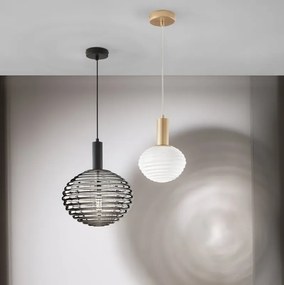 Lampadario Glamour Ripple oro paralume bianco E27 Ø32cm LUCE AMBIENTE DESIGN