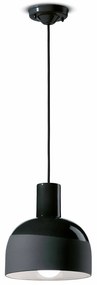 Lampadario Vintage Decò Caxixi Ceramica Nero Carbone 1 Luce E27