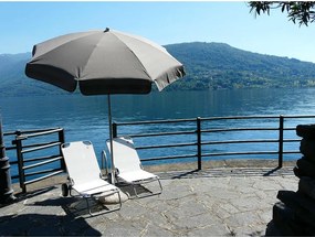 Ombrellone da Giardino Ø2 m Palo Ø33 mm in Acciaio Maffei Venezia Duplex Tortora/Bianco e Tortora...