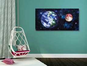Stampa su tela – Pianeta Terra e Luna rossa
