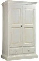 Armadio 2 porte legno shabby bianco consumato 125x61x200