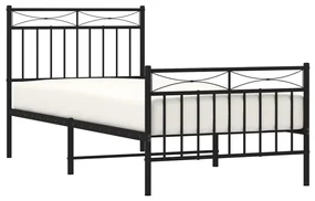 Giroletto con testiera e pediera metallo nero 90x200 cm