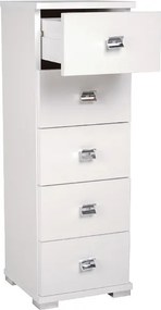 Cassettiera in legno con 5 cassetti 32x91h cm Bianco Frassinato