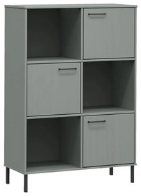 Libreria con gambe metallo grigio 90x35x128,5 cm massello oslo