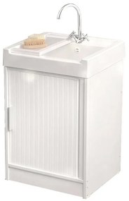 Mobile lavanderia con lavabo incluso Ice 1 anta in pvc bianco P 62.4 x L 59.2 x H 84 cm