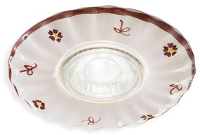 Faretto Incasso Classico Pescara Ceramica Bianco Decorato Filo Blu 1 Luce Gu10