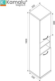 Composizione bagno a terra o sospesa 65 cm bicolore bianco e legno chiaro | LAC-ESTIA-65 - KAMALU