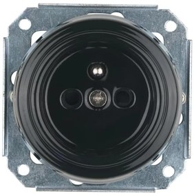 Bohemia-Design - Presa domestica in porcellana in stile retrò senza placca 250V/16A nera