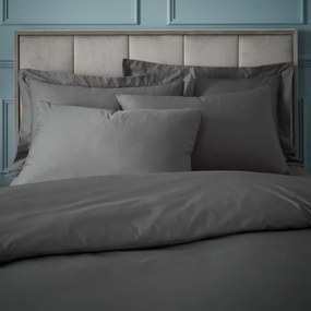 Biancheria da letto singola in cotone egiziano grigio scuro 135x200 cm - Bianca