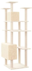 Albero per gatti con tiragraffi in sisal crema 162 cm