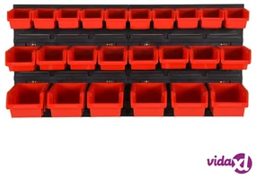 vidaXL Set da Officina 35 pz Rosso e Nero 77x39 cm in Polipropilene