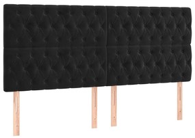 Testiera a led nera 180x7x118/128 cm in velluto
