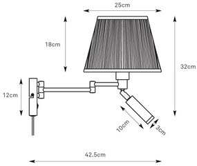 Markslöjd 109017- PIVOT lampada da parete LED 1xE27/40W/230V + LED/4W crema/ottone