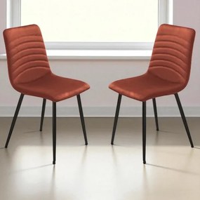 Sedia imbottita in tessuto cannettato Ruggine CANNETO 2 sedie