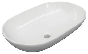 Lavabo da appoggio ovale in ceramica L 58.5 x H 18 x P 38 cm bianco lucido piletta non inclusa