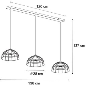 Lampada a sospensione industriale nera 3 luci - Hanze
