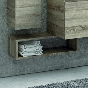 Composizione bagno sospesa 80cm composta da mobile colonna specchio e pensile - KAMALU