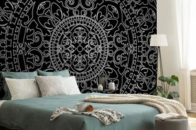 Carta da parati autoadesiva – Ornamento orientale in bianco e nero