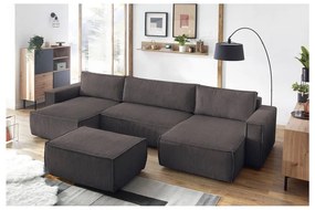 Poggiapiedi grigio tortora con rivestimento in velluto a coste Nihad – Bobochic Paris