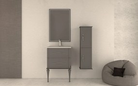 Mobile da bagno sospeso sotto lavabo L 60 x H 55 x P 46 cm grigio laccato opaco, 2 cassetti BADEN HAUS TIFFANY