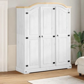 Armadio Corona Bianco 151,5x52x186 Cm İn Legno Massello Di Pino /