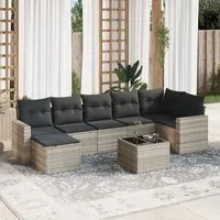 Set Divano da Giardino 8pz con Cuscini Grigio Chiaro Polyrattan 3251629