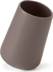 Porta spazzolini bagno tortora e cromo in ceramica Sidney