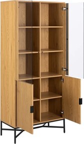 Vetrina in colore naturale con effetto rovere 80x180x40 cm Jaipur - Actona