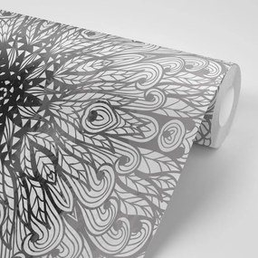 Carta da parati – Ornamento etnico unico in bianco e nero
