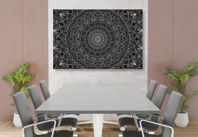 Quadro su tela – Mandala decorativa dettagliata in bianco e nero