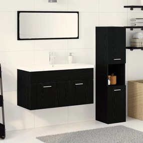Set mobili bagno  set 3 pezzi quercia nera legno ingegnerizzato