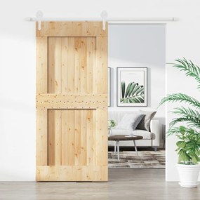 Porta Scorrevole Con Set Hardware 100x210cm Legno Massello Pino /