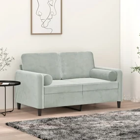 Divano a 2 posti con cuscini grigio chiaro 120 cm in velluto