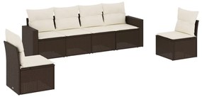 Set divani da giardino 6 pz con cuscini marrone in polyrattan