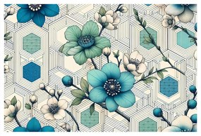 Quadro su tela – Fiori eleganti su sfondo geometrico